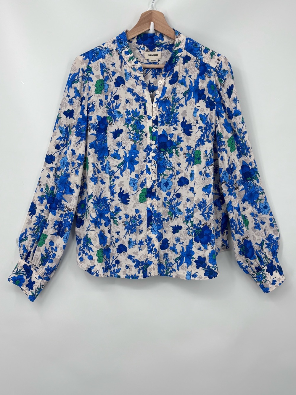 Zadig & Voltaire Twina crepe garden flowers Floral Button-Front Blouse Sz Med